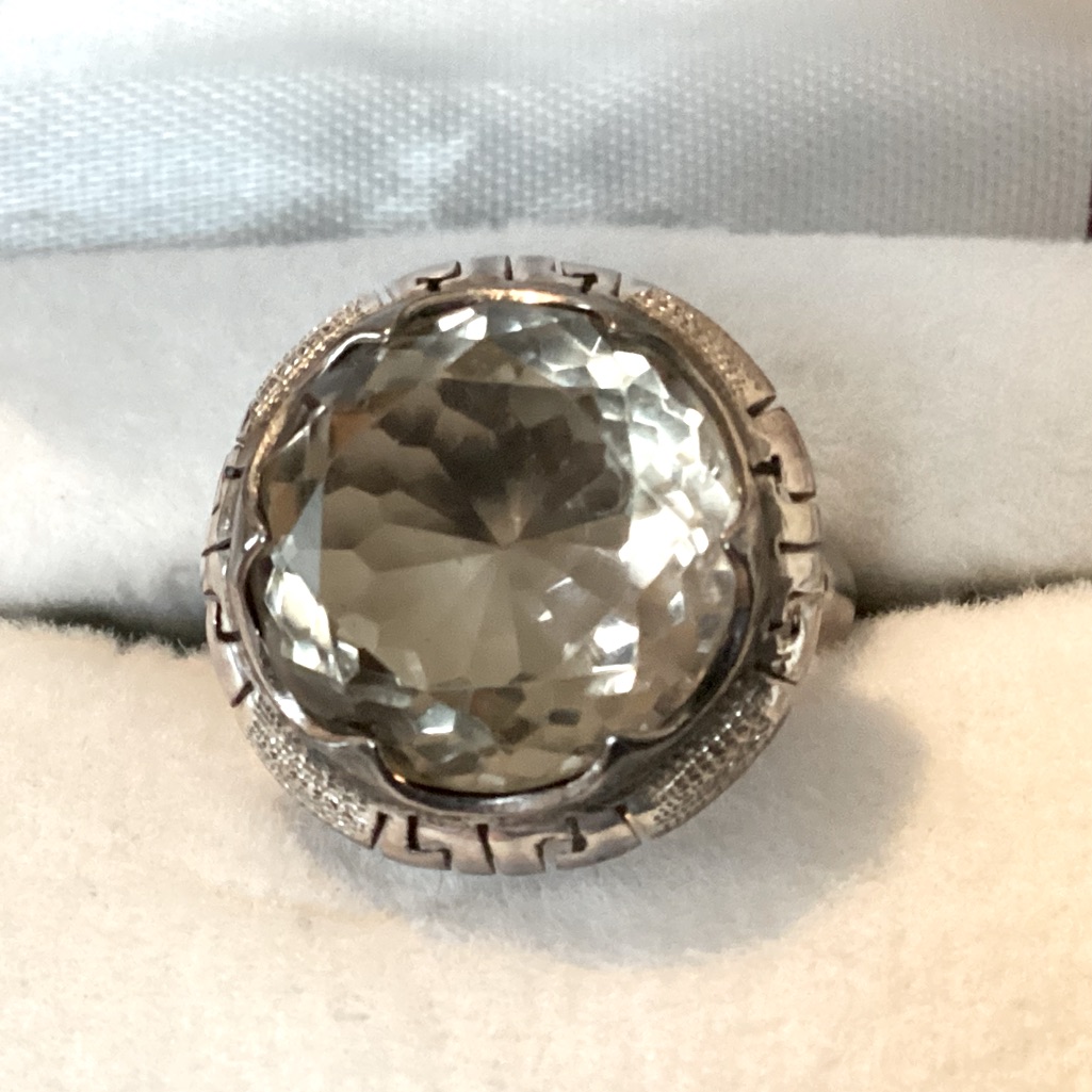 Vintage Women’s 925 Mexico Signed Large Smoky Quartz Cocktail Ring